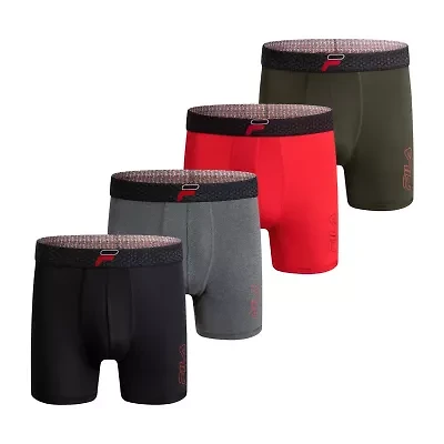 FILA Perfomance Mesh Mens 4 Pack Boxer Briefs Fm412bxpmp1amz