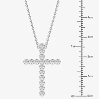 Floating Diamonds (F / Vs2) Womens 1 CT. T.W. Lab Grown White Diamond 14K White Gold Cross 18 Inch Pendant Necklace
