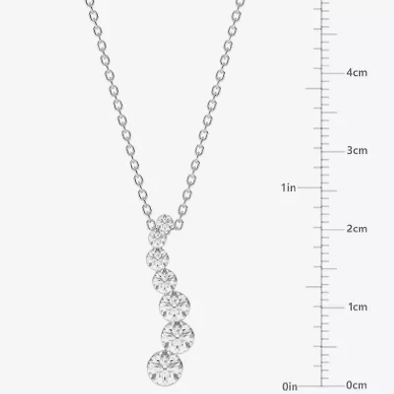 Floating Diamonds (F / Vs2) Womens 1 CT. T.W. Lab Grown White Diamond 14K White Gold 18 Inch Pendant Necklace
