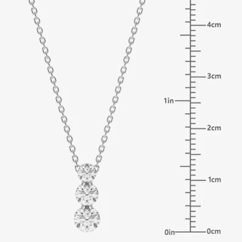 Floating Diamonds (F / Vs2) Womens 1 CT. T.W. Lab Grown White Diamond 14K White Gold Round 18 Inch Pendant Necklace