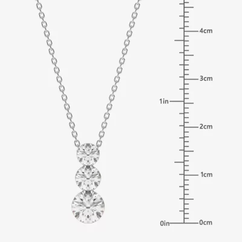 Floating Diamonds (F / Vs2) Womens CT. T.W. Lab Grown White Diamond 14K White Gold Round 18 Inch Pendant Necklace