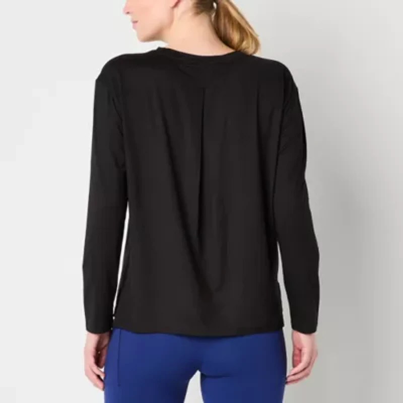 Xersion Womens All Day Crew Neck Long Sleeve Tunic Top