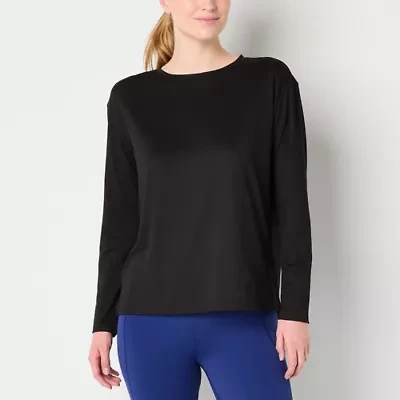 Xersion Womens All Day Crew Neck Long Sleeve Tunic Top