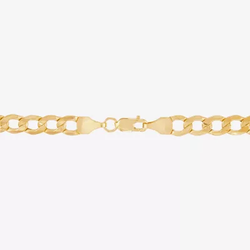 Made Italy Womens 10K Gold 7.5 Inch Hollow Curb Chain Bracelet