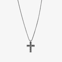 Mens Stainless Steel Cross Hypoallergenic 26 Inch Pendant Necklace