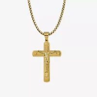 Mens Stainless Steel Cross 26 Inch Pendant Necklace