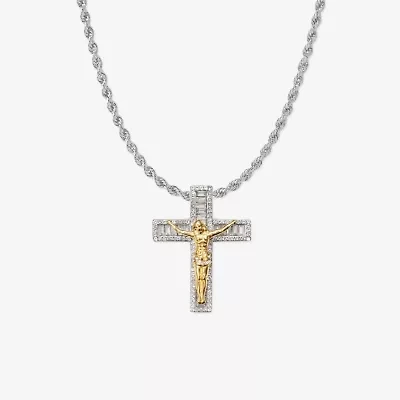 Mens Stainless Steel Cross 26 Inch Pendant Necklace