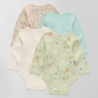 Okie Dokie Baby Unisex Crew Neck Long Sleeve Rib 4-pc. Bodysuit