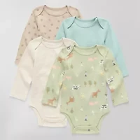Okie Dokie Baby Unisex Crew Neck Long Sleeve Rib 4-pc. Bodysuit