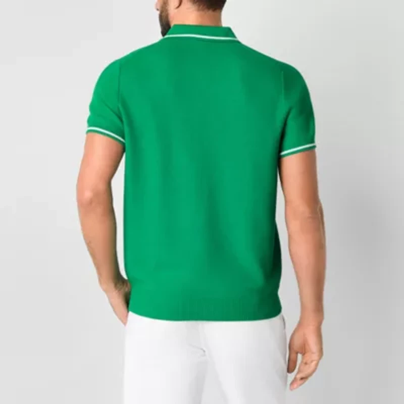 St. John's Bay Polo Mens Short Sleeve Button Polo Sweater