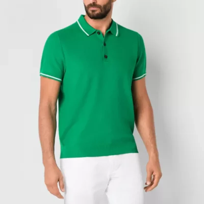 St. John's Bay Polo Mens Short Sleeve Button Polo Sweater