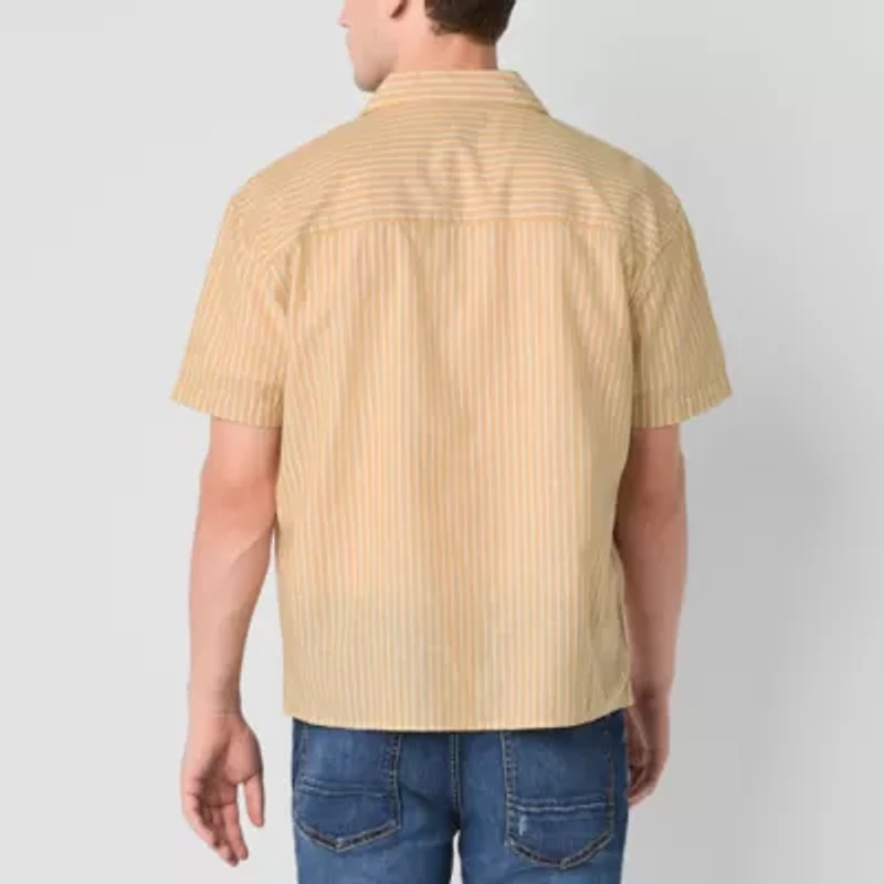 Arizona Mens Short Sleeve Striped Camp Shirt