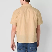 Arizona Mens Short Sleeve Striped Camp Shirt
