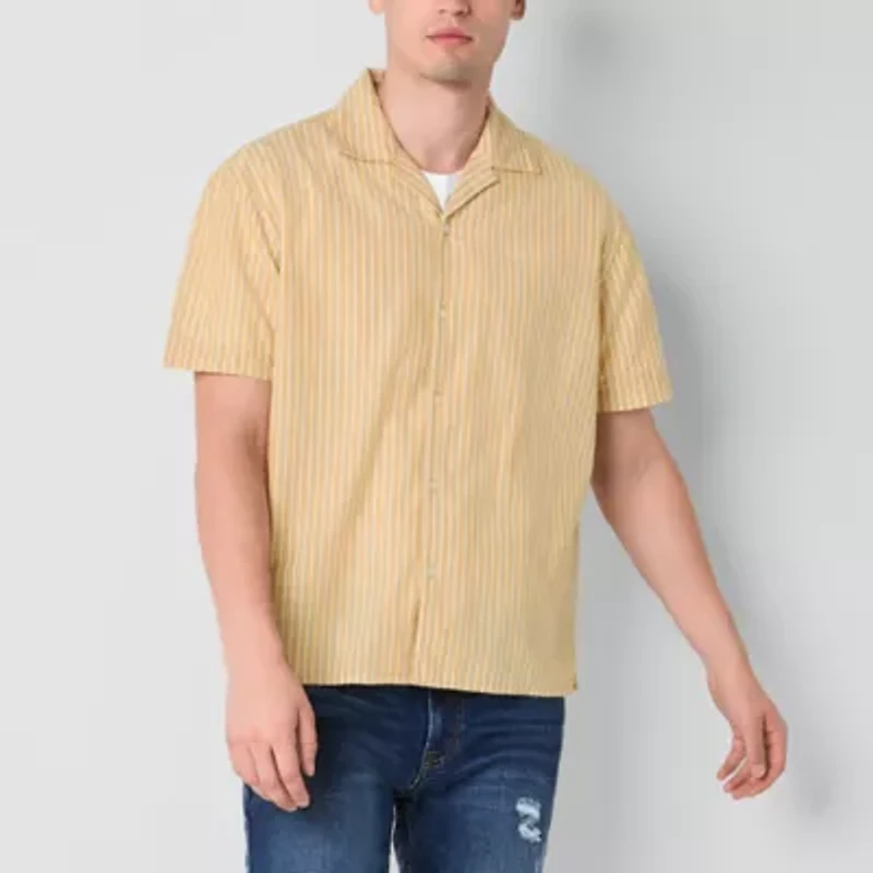 Arizona Mens Short Sleeve Striped Camp Shirt