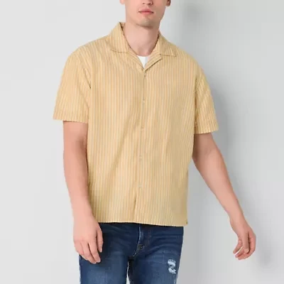 Arizona Mens Short Sleeve Striped Camp Shirt