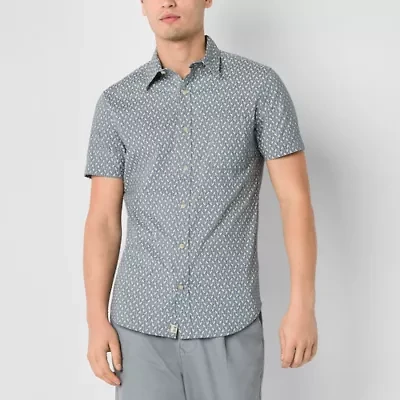 mutual weave Mens Short Sleeve Regular Fit Button-Down Shirt