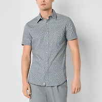 mutual weave Mens Short Sleeve Regular Fit Button-Down Shirt