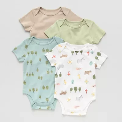 Okie Dokie Baby Unisex Crew Neck Short Sleeve Rib 4-pc. Bodysuit