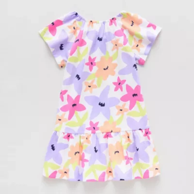 Okie Dokie Toddler & Little Girls Short Sleeve Drop Waist Dress