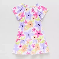 Okie Dokie Toddler & Little Girls Short Sleeve Drop Waist Dress