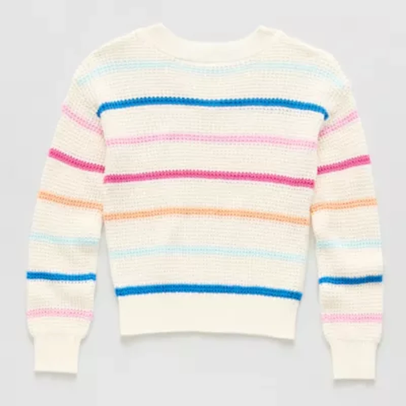 Thereabouts Little & Big Kid Girls V Neck Long Sleeve Pullover Sweater