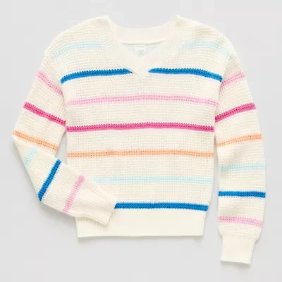 Thereabouts Little & Big Kid Girls V Neck Long Sleeve Pullover Sweater
