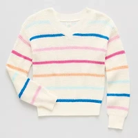 Thereabouts Little & Big Kid Girls V Neck Long Sleeve Pullover Sweater