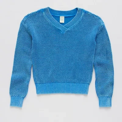 Thereabouts Little & Big Kid Girls V Neck Long Sleeve Pullover Sweater