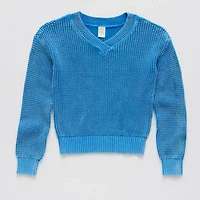 Thereabouts Little & Big Kid Girls V Neck Long Sleeve Pullover Sweater