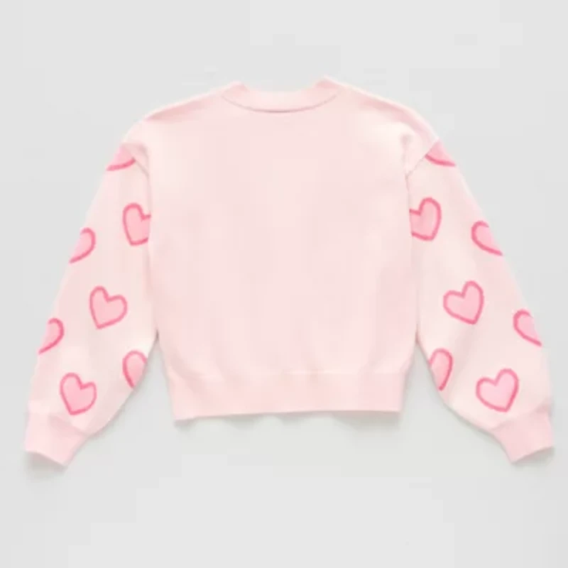 Thereabouts Little & Big Kid Girls Long Sleeve Button Hearts Cardigan