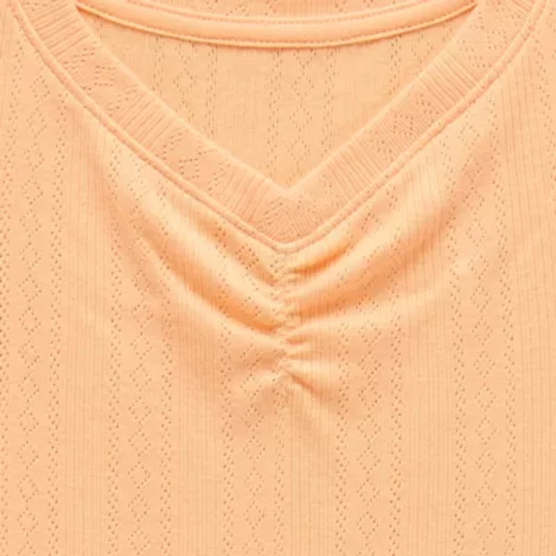 Thereabouts Rib Little & Big Kid Girls V Neck Short Sleeve T-Shirt