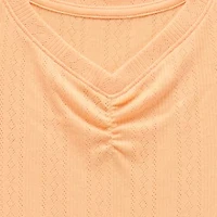 Thereabouts Rib Little & Big Kid Girls V Neck Short Sleeve T-Shirt