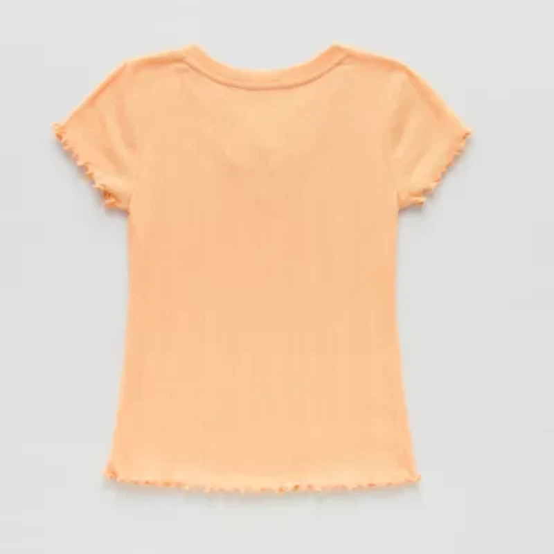 Thereabouts Rib Little & Big Kid Girls V Neck Short Sleeve T-Shirt
