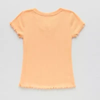 Thereabouts Rib Little & Big Kid Girls V Neck Short Sleeve T-Shirt