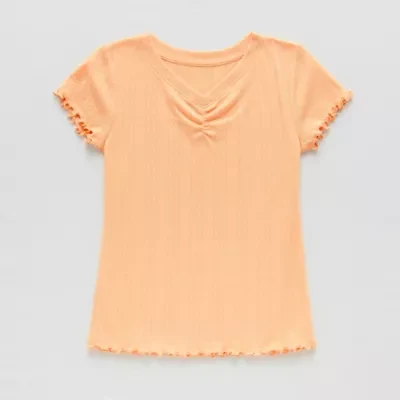 Thereabouts Rib Little & Big Kid Girls V Neck Short Sleeve T-Shirt