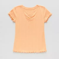 Thereabouts Rib Little & Big Kid Girls V Neck Short Sleeve T-Shirt