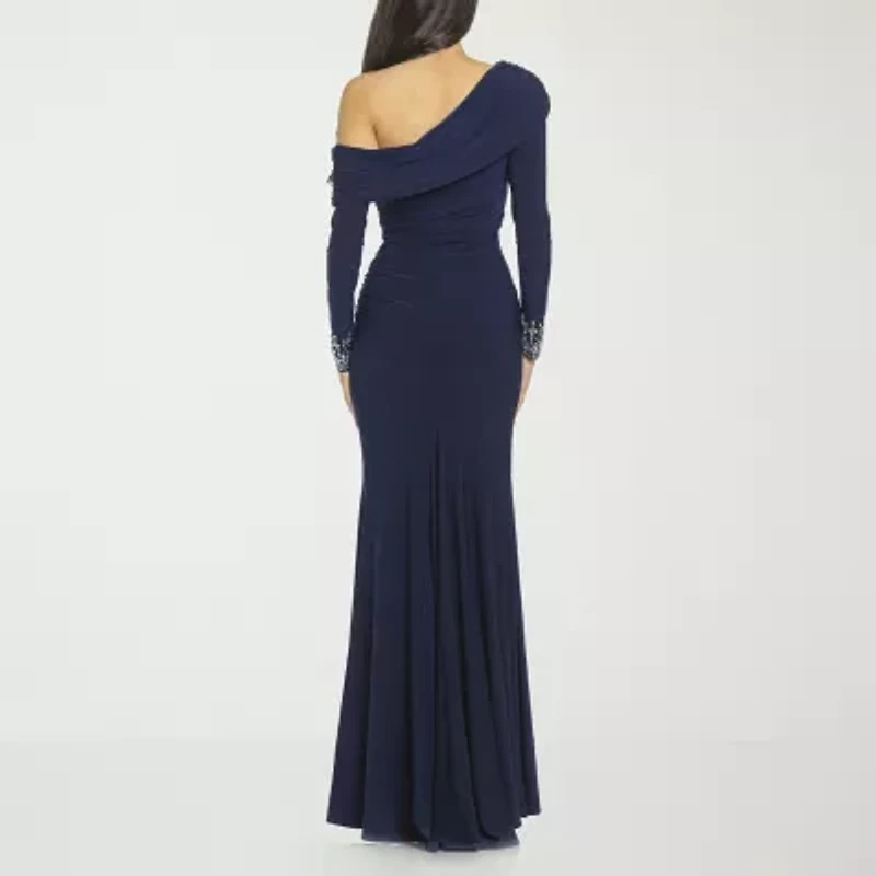 Premier Amour Womens Embellished Long Sleeve Evening Gown