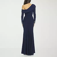 Premier Amour Womens Embellished Long Sleeve Evening Gown