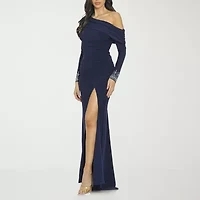 Premier Amour Womens Embellished Long Sleeve Evening Gown