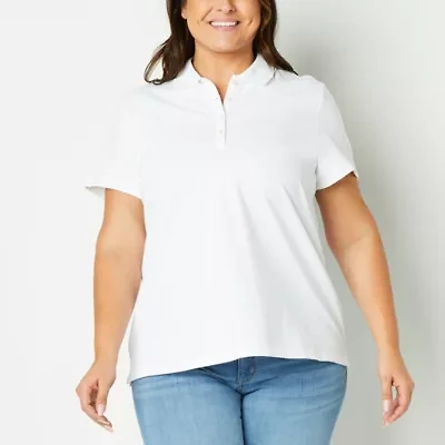 St. John's Bay Womens Plus Short Sleeve Polo Shirt