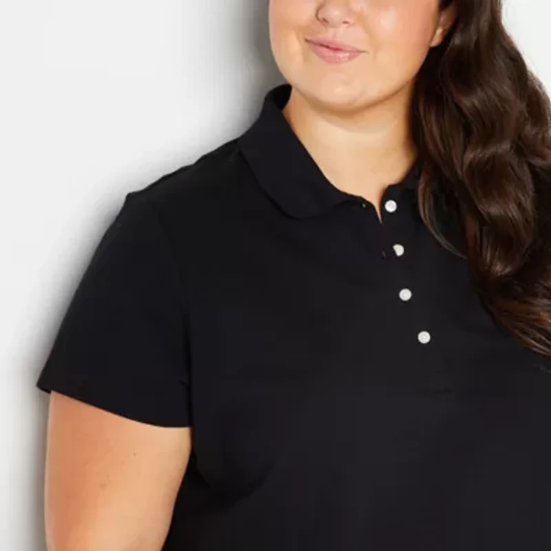 St. John's Bay Womens Plus Short Sleeve Polo Shirt