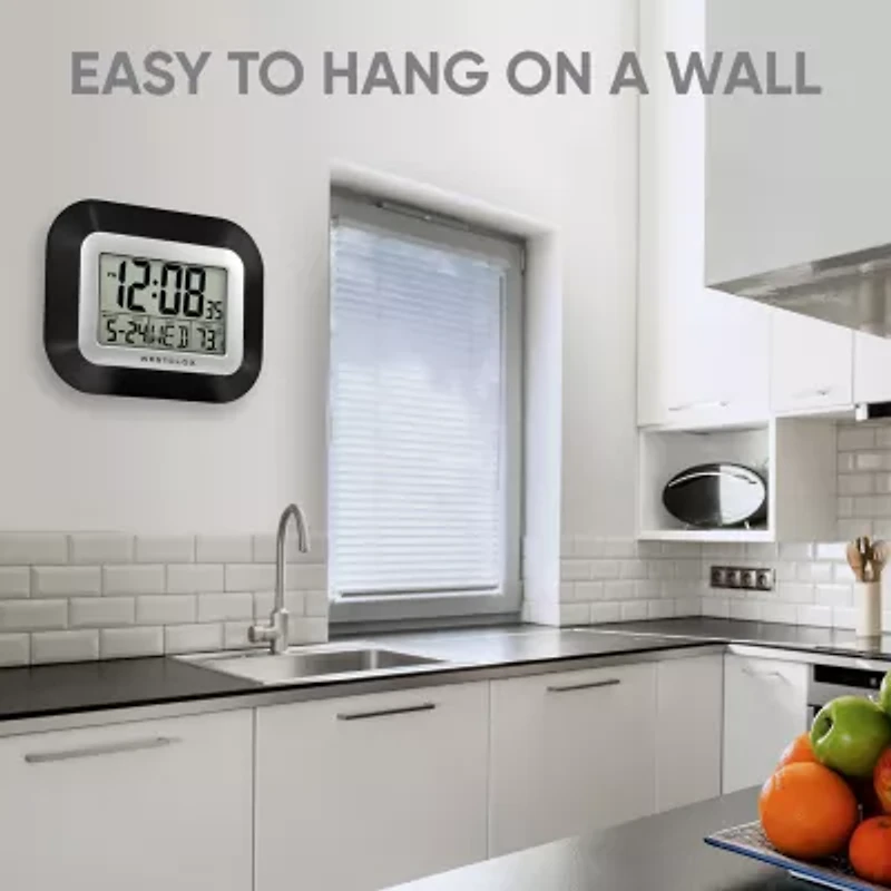 Westclox Digital Lcd Day &And Temperature Wall Clock