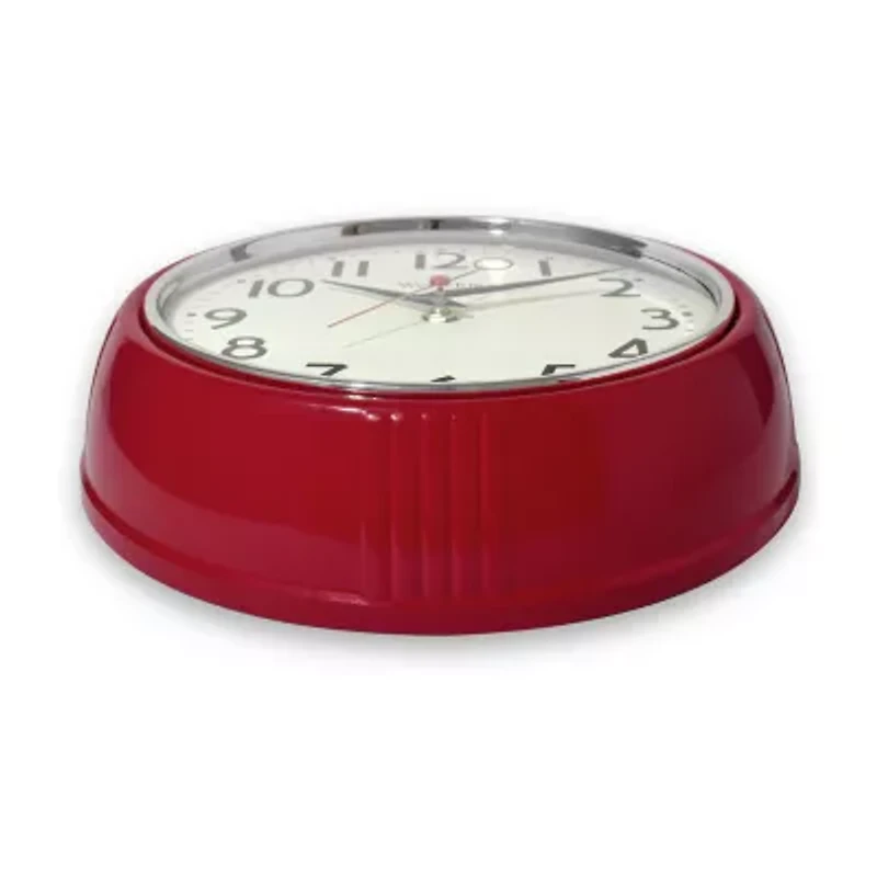 Westclox 9.5" Red Retro Convex Glass Lens Wall Clock