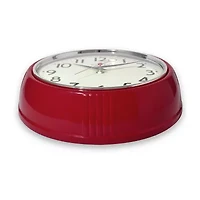 Westclox 9.5" Red Retro Convex Glass Lens Wall Clock