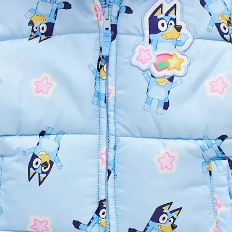 Little Girls Bluey Hooded Heavyweight Puffer Jacket