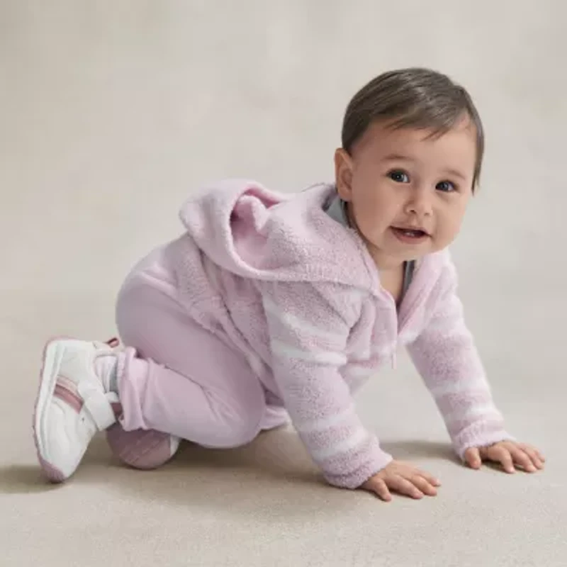 Okie Dokie Fuzzy Baby Girls Hooded Long Sleeve Zipper Cardigan