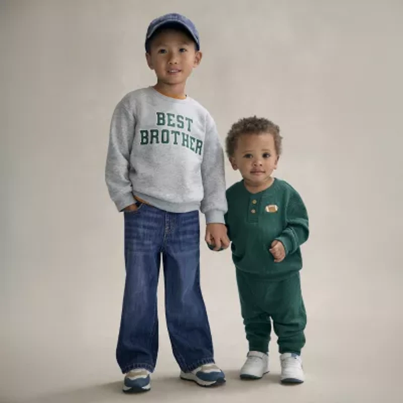 Okie Dokie Toddler & Little Boys Crew Neck Fleece Long Sleeve Sweatshirt