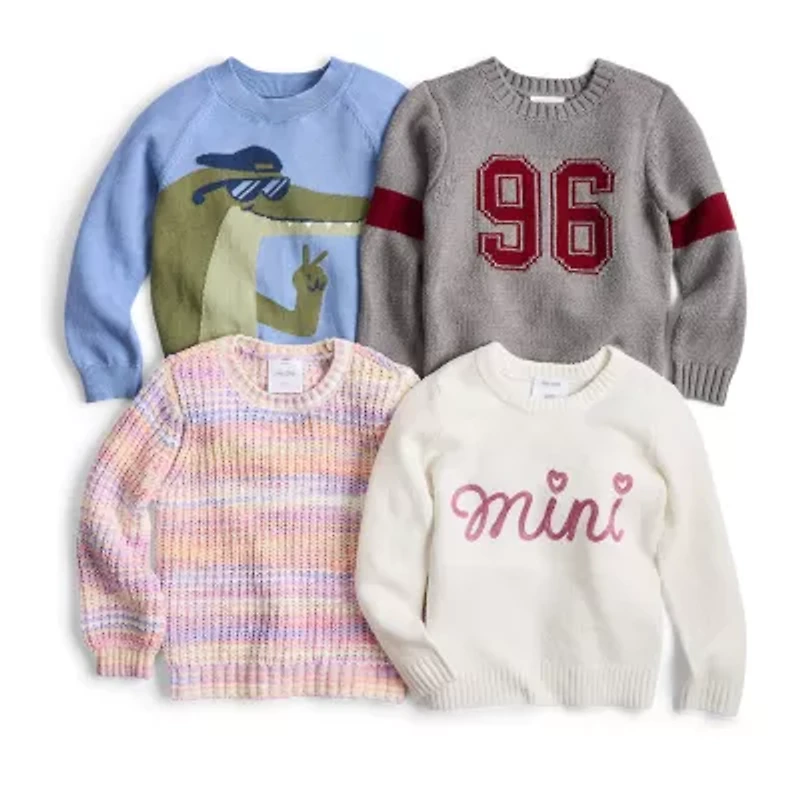 Okie Dokie Toddler & Little Girls Crew Neck Long Sleeve Pullover Sweater