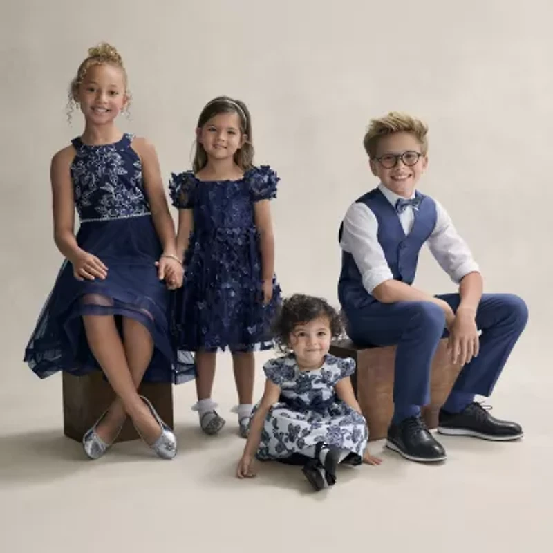 Rare Editions Toddler Girls Short Sleeve Cap Fit + Flare Dress