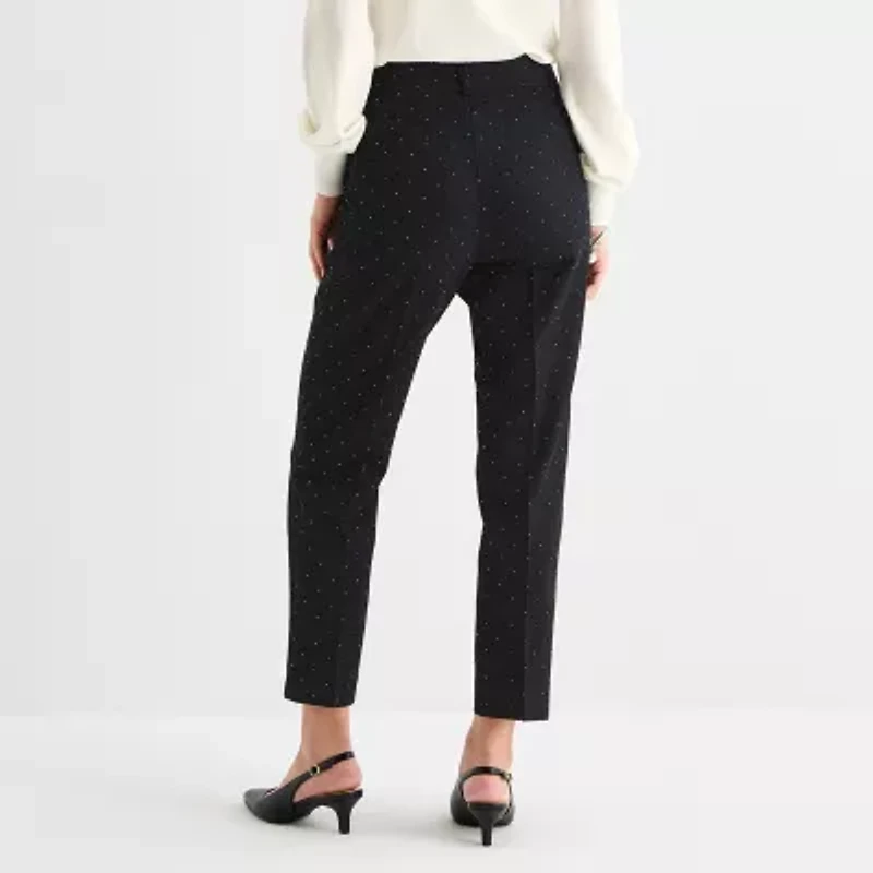 Liz Claiborne Emma Womens Stretch Fabric Straight Mid Rise Ankle Pant